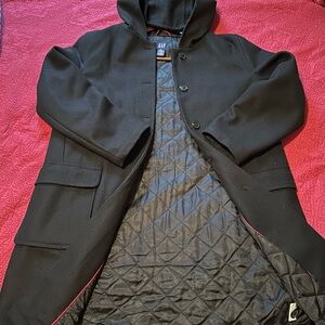 GAP Black Hooded Wool Coat